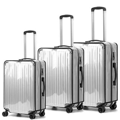 Produktbild von 3 Stück Kofferhülle Kofferschutzhülle Transparente PVC Koffer Schutzhülle Wasserdicht Staubdicht Kratzschutz Wiederverwendbar (20+24+28 Zoll)
