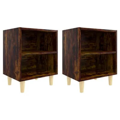 Produktbild von Nachttische 2 Stk. Massivholz-Beine Räuchereiche 40x30x50 cm