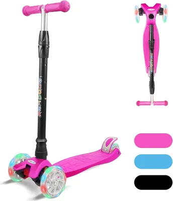 Image de KORIMEFA Scooter Enfants Trottinette 3 rouesPolyuréthaneLED roues lumineuses hauteur réglable jusqu'à 60kg 3-12
