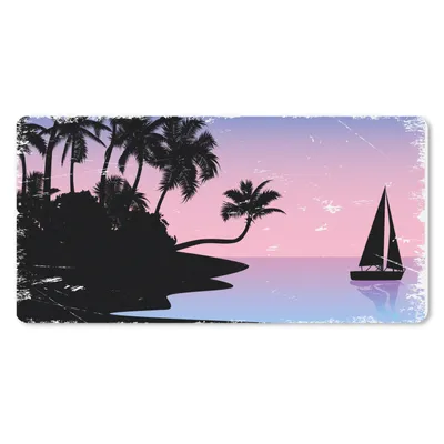 Produktbild von MuchoWow® Mauspad Mousepad Insel - Palme - Segelboot - Nacht 60x30 cm - Mousepads - Maus Mat - Pad - Mausunterlage - Nachhaltig