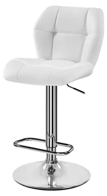 Produktbild von Höhenverstellbarer Barhocker 360° drehbar mit Rückenlehne und Fußstütze, PolyurethanKunstleder, Sitzhöhe 62,5 cm - 84,5 cm, Weiß