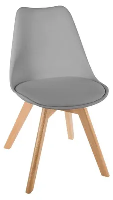 Küchenstuhl mit Kissen, Buchenholz, grau, 52,5x48x82 cm