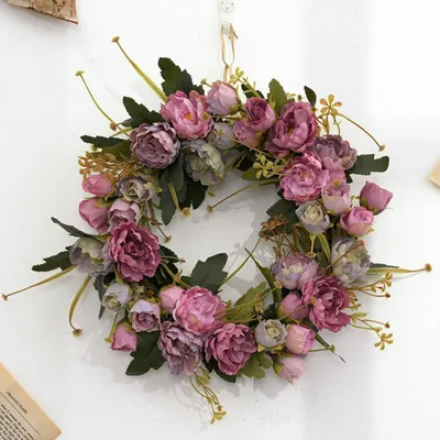 Produktbild von Türkranz Blumenkranz Wandkranz Blumenkranz Deko Kranz schmuck Pfingstrose 30cm