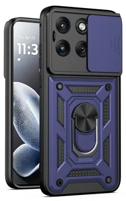 Produktbild von Motorola Edge 70 Fusion Hülle - Coverup Armor Ring Ständer Back Cover mit Kamera Schutz - Blau