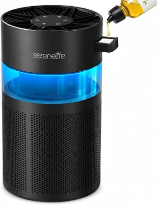 Productafbeelding van Luchtzuiveraar met HEPA-13 filter, luchtfilter voor mensen met allergieën, verwijdert 99,97% van stof, pollen, dierenharen en geuren. Met aromatherapie, nachtlampje, timer en touchscreenbediening, 24 dB