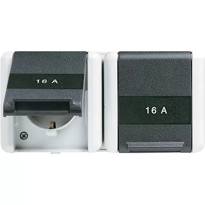 Image de JUNG Prise de courant CEBEC double 8220NAW WG800 IP44 horizontal.Mont