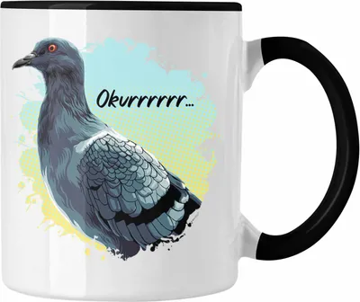 Produktbild von Trendation - Taubenzüchter Okurrrr Geschenk Zaubenzucht Zubehör Tauben Tasse Lustiger Spruch Taubenflüsterer Taubenliebhaber Becher (Schwarz)