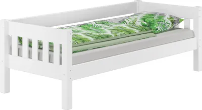 Produktbild von Weißes Couchbett Einzelbett 90x200 Massivholzbett Sofabett mit wählbarem Zubehör V-60.53-09Wohne Zubehör