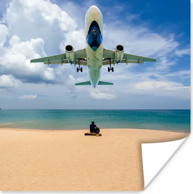 Produktbild von MuchoWow® Poster Strand - Meer - Flugzeuge 100x100 cm - Babyzimmer