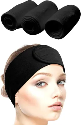 Produktbild von Haarband für Make-up, Verstellbar, 3 Stück, Schwarz, für Gesichtsbehandlung