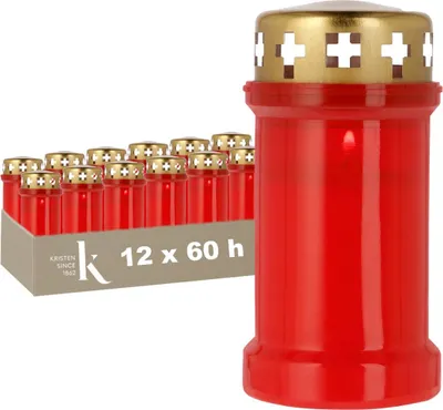 Image de KRISTEN Veilleuse funéraire traditionnelle - 60 heures de combustion - rouge - lot de 12