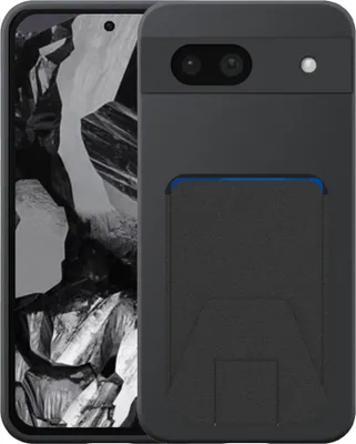 Image de Coque pour téléphone Google Pixel 8A avec porte-cartes en cuir ajustable - Coque arrière flexible en silicone TPU avec porte-cartes en cuir ajustable - Noir - Smartphonics
