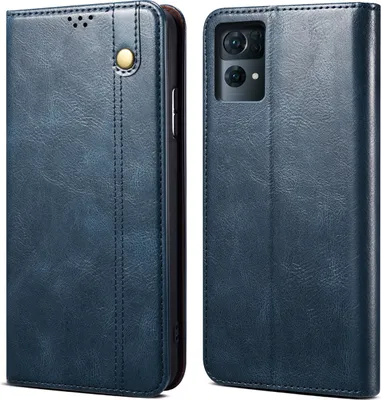 Produktbild von OPPO Reno7 Pro 5G Hülle, Leder Flip Brieftasche Schutzhülle für OPPO Reno7 Pro 5G Blau