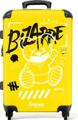 Obrázok produktu pre NoBoringSuitcases.com Tvrdý kufor strednej veľkosti 67x43x25 cm, 72L, farebné graffiti potlače: zelená - medvedík, cestovný kufor na 4 kolieskach