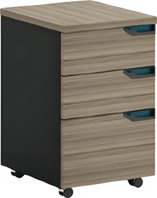 Immagine prodotto di Cassettiera a piedistallo mobile Aspetto legno Marrone Nero 3 cassetti Con rotelle Mobili per ufficio