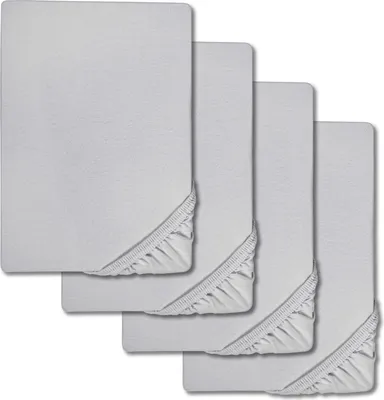 Zdjęcie produktu dla Prześcieradło z mikrofibry interlock jersey srebrnoszare 90 x 190 - 100 x 200 cm 180 x 200 - 200 x 200 cm w opakowaniu 4 szt