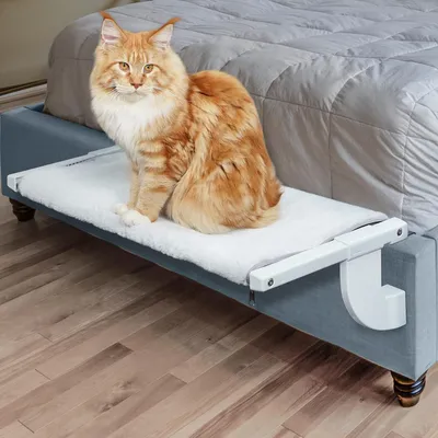 Produktbild von Katzenhängematte für Fenster – Katzenliegebett – Entspannung mit Aussicht – Montage ohne Bohren – Bis zu 18 kg – Grau
