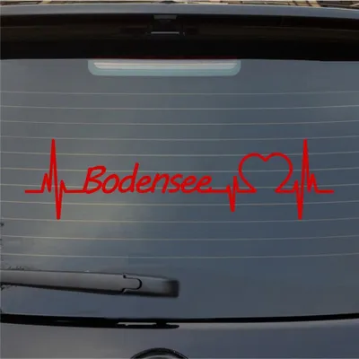Produktbild von Heckscheibenaufkleber Bodensee Herzschlag Puls See Sea Liebe 55x14 cm Rot Auto Aufkleber Sticker