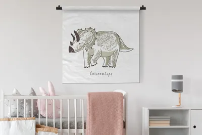 Produktbild von MuchoWow® Wandteppich Wandbehang Kinderzimmer - Triceratops - Dinosaurier - Jungen - Mädchen - Kinder 90x90 cm Tapisserie Dekoration Wandtuch - Wandaufhänger