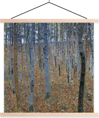 Produktbild von MuchoWow® Textilposter Las brzozowy - Gustav Klimt 60x60 cm mit holzfarbenen Rahmen - Wanddekoration