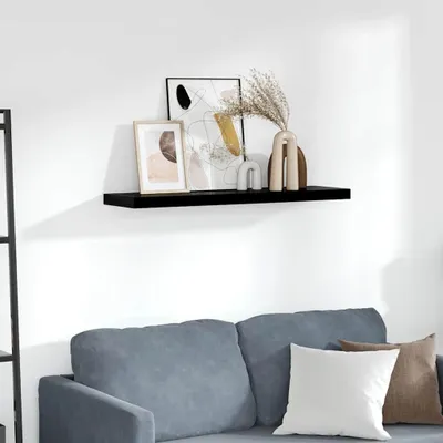 Produktbild von vidaXL Schweberegal Hochglanz-Schwarz 90x23,5x3,8 cm MDF