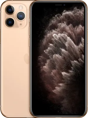 A gold iPhone 11 Pro is shown from the back and front.
