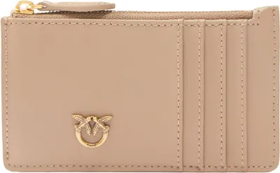 Image de PINKO Cuir porte-cartes Airone Cardholder Ginger Biscuit - Antique Gold taupe