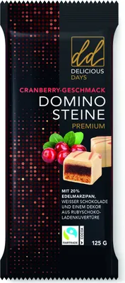 Obrázek produktu pro Schulte Premium Dominos Marcipán s brusinkami a čokoládou 125g
