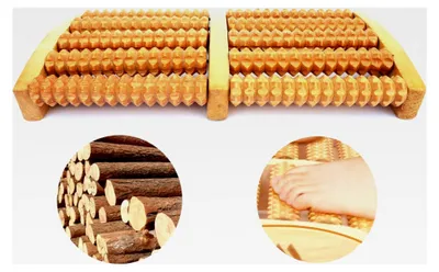 Produktbild von Fußmassagegerät aus Holz mit Lymphdrainage und manueller Entspannung
