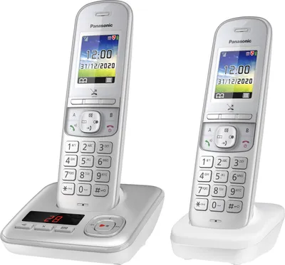Zdjęcie produktu dla Panasonic KX-TGH722, Telefon w systemie DECT, Zestaw słuchawkowy bezprzewodowy, Głośnik, 200 wejścia, Nazwa i identyfikacja dzwoniącego, Perłowy, Srebrny