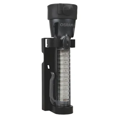 A black OSRAM LEDguardian Saver Light Plus Multifunktions-Sicherheitsleuchte is shown against a white background.