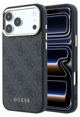 Imagen del producto de Funda trasera para iPhone 17 Pro Max/18 Pro Max, color , con marco dorado de 4G, hecha de cuero sintético (PU) y compatible con MagSafe