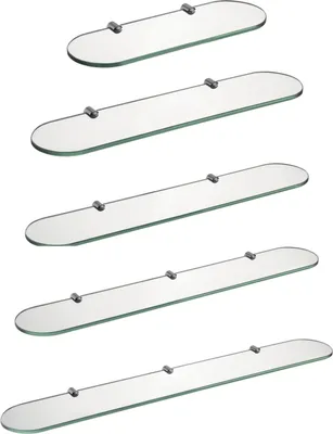 Produktbild von Glasregal für die Wand - 8 mm Gehärtetes Klarglas - 1 Stück - 60 x 12 cm - Chrom Glasclip