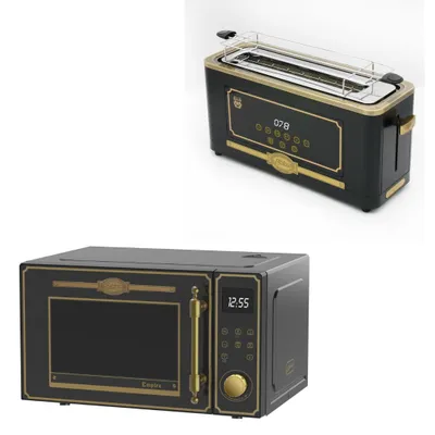 Produktbild von Kaiser Empire M 2530 Em Retro Mikrowelle 25L Mikrowellenherd mit Heißluft Grill 25 Funktionen + Retro-Toaster Kaiser T 4000 Em