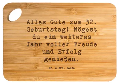 Produktbild von Mr. & Mrs. Panda Frühstücksbrett Spruch 32. Geburtstag - Transparent - Geschenk, vesperbrett, Geburtstagsgruß, Lebensjahr, Geburtstagsgeschenk, Panda-Charme, Brett