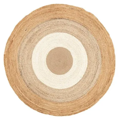Image de Volero - Tapis Rond en Jute - Bordure Mirai Blanc/Naturel - Ø 150cm
