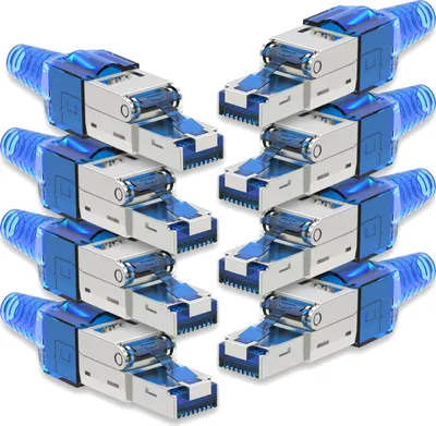 Produktbild von 8x Netzwerk Stecker CAT 7 Werkzeuglos RJ45 CAT7 Netzwerkstecker Netzwerkkabel