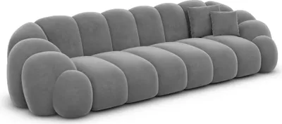 Produktbild von Samtstoff 4-Sitzer Couch Liora Dunkelgrau