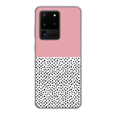 Produktbild von MuchoWow® Handyhülle Schutzhülle Hülle für Samsung Galaxy S20 Ultra Polka dots - Schwarz - Rosa Silikon Softcase Handy Hülle - Karteninhaber
