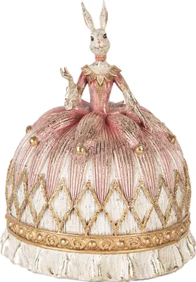 Produktbild von Clayre & Eef Dekorationsfigur Kaninchen Ø 23x28 cm Weiß Rosa Kunststoff