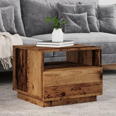 Productafbeelding van Maison Exclusive - Salontafel met LED-verlichting, uitstraling van gerecycled hout, 50x49x40 cm
