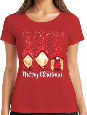 Produktbild von Merry Christmas schwedische Weihnachten - Gnome Weihnachtsgeschenk Christmas Damen T-Shirt, Rot, S