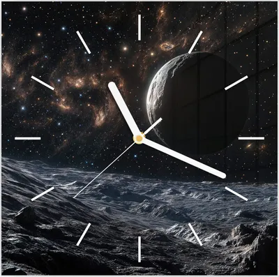 Produktbild von Wanduhr aus Glas mit Motiv Weltraumlandschaft- 30 x 30 cm - inkl. Aufhängesystem