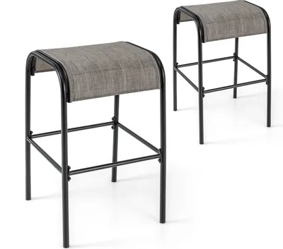 Two bar stools are shown against a white background.