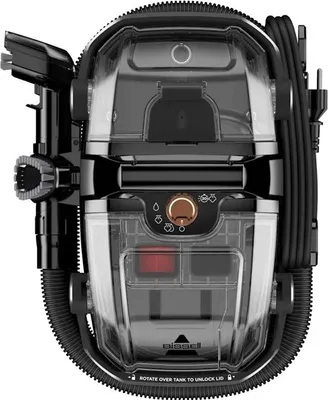 Obrázek produktu pro Bissell SpotClean Hydrosteam Pro, Válcovitý parní čistič, 1,9 l, Černá, Měděná, Průhledná, Otočné, Pružné, 4,5 m