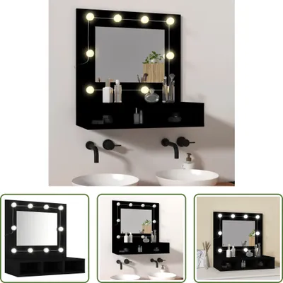 Produktbild von The Living Store Spiegelschrank mit LED Schwarz 60x31,5x62 cm