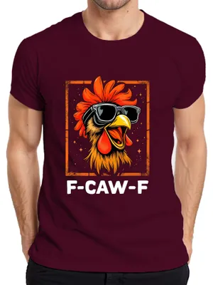 Produktbild von F-CAW-F lustiger Hahn Sonnenbrille Huhn Bauernhof Geschenk Meme Herren T-Shirt, Burgundy, M
