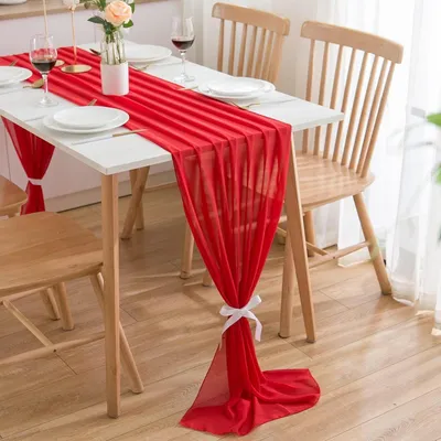 Immagine prodotto di Runner da tavolo in chiffon, colore rosso, 70 x 300 cm