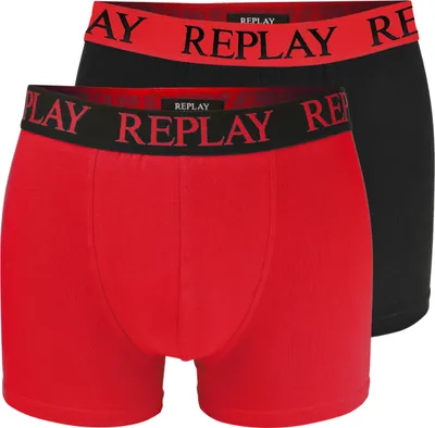 Produktbild von Replay 2er Pack - Herren Boxershorts aus Baumwolle, Männer Unterhosen, Rot, L