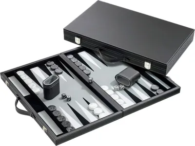 Produktbild von Backgammon grau medium, Kunstleder & Holz, ab 8 Jahren